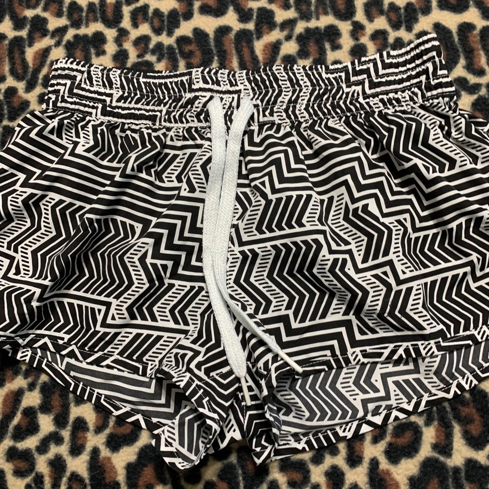 Striped athletic shorty shorts.